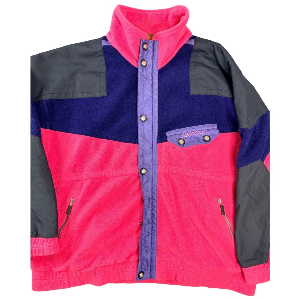 Nevica Vintage Mens XXL Colorblock Fleece Jacket Pink Purple Retro Ski 90s